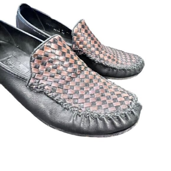 Cole Haan Men's Slip On Loafers Size‎ 9 B Black Brown Basket Weave Soft Leather - Picture 5 of 10